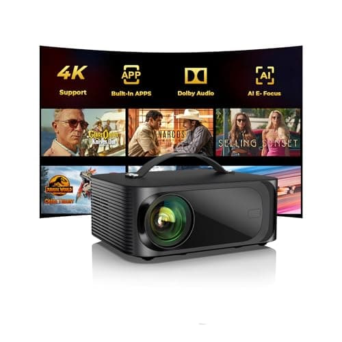 Projector-4K with WiFi and Bluetooth:[2000 ANSI/AI Auto Focus/Built-in APPs]Outdoor-Projector Smart TV OS 2.0 & DoIby, Portable Proyector Compatible with Netflix/YouTube/PrimeVideo, ONOAYO ONO3Pro 2.0