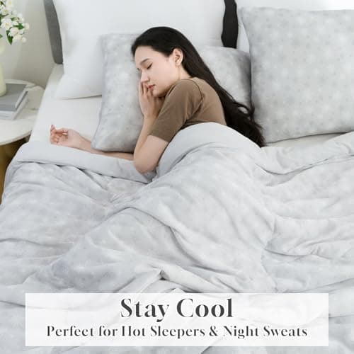 OIGAE Cooling Comforter, Japanese Q-Max 0.45 Double Sided Cooling Blankets for Hot Sleepers & Night Sweats, Lightweight Breathable Summer Blanket for Bed, Travel, Camping, Grey, Twin 60" x 80" 7