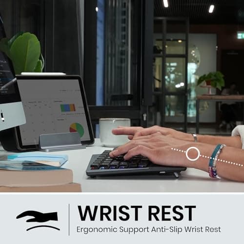 Perixx PERIBOARD-835BL Wireless Ergonomic Mechanical Keyboard - RGB Backlit - Low-Profile Blue Clicky Switches - Multi-Device Connection - Compatible with Windows and Mac OS X - US English 7