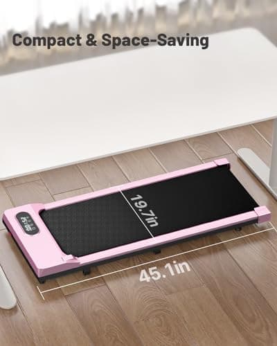 Gywowken Walking Pad, 5MPH Under Desk Treadmill for Home Office, Quiet<45dB, Portable Mini Small Walking Pad with Remote Control, LCD Display, 300 LB Capacity, Pink 5