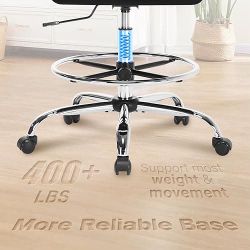 400LBS Drafting Chair, Tall Office Chair with Adjustable Lumbar Support&Footrest Ring, Comfy Extra Deep W-Shape Thicken Cushion, Breathable Mesh Standing High Desk Chair with Padded Flip-up Armrests 7