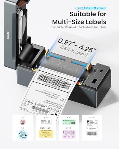 POLONO Bluetooth Thermal Shipping Label Printer, Wireless 4x6 Shipping Label Printer for Small Business, Support iOS, Android, Windows, Mac. Compatible with Amazon, Ebay, Shopify, Etsy, USPS (Grey) 5