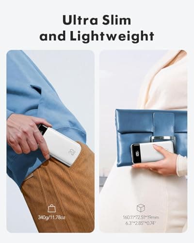 charmast 20000mAh Portable Charger with Built in Cables, 22.5W Travel Power Bank Fast Charging, USB C Cell Phone Battery Pack for iPhone 16/15/14/13/12/11 Series, iPad, Samsung, Android, Tablet 5