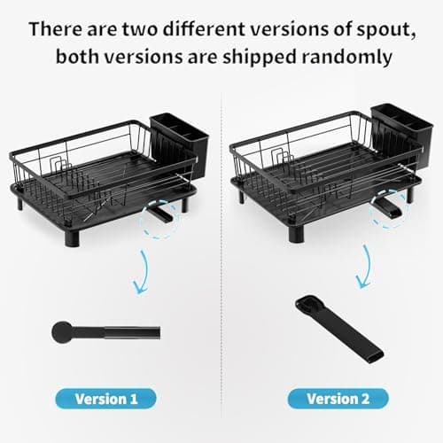 Dish Drying Rack, Stainless Steel-Dish Rack, Dish Racks for Kitchen Counter, Kitchen Dish Drainers with Removable Utensil Holder,New drain outlet,Plate Rack and Drainboard,(Black-11" W x 15" L) 8