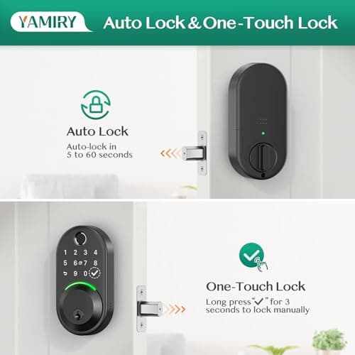 Smart Deadbolt Door Lock with Keypad:Yamiry Fingerprint Keyless Entry Deadbolt,Digital Smart Locks for Front Door,Electronic Code,Easy Installation 4
