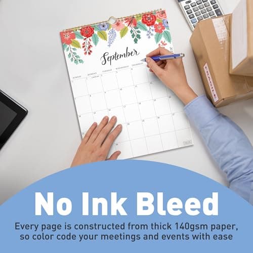 S&O Vertical Floral Wall Calendar from January 2025-June 2026 - Tear-Off Monthly Calendar - 18 Month Academic Wall Planner - Hanging Organizer to Track Anniversaries & Appointments - 13.5"x10.5”in 8