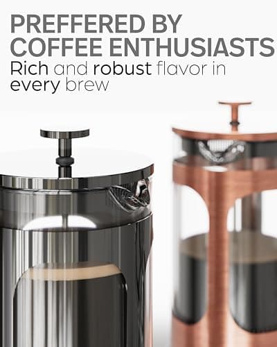 Veken 27 Ounce/800 ml French Press Plunger Coffee Maker Cafetière, Double Wall Heat Resistant Borosilicate Glass Coffee Press, Cold Brew Coffee Pot for Kitchen and Gifts, Dishwasher Safe, Dark Pewter 2