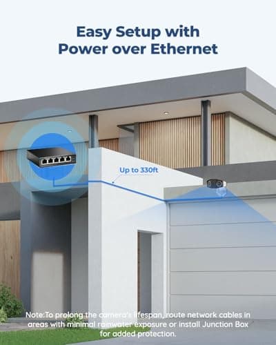 REOLINK 4K PoE Security Camera System, Home Outdoor IP Camera in 180 Degree Viewing Angle, Human/Vehicle/Pet Detection, Color Night Vision, Two Way Talk, Up to 512GB microSD Card, Duo 2 PoE 6