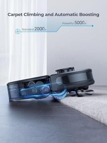 Robot Vacuum and Mop Combo, 5000Pa Robotic Vacuum with Self Emptying Dock for 60 Days, Smart Lidar Navigation Robot Vacuum Cleaner, Mapping, APP/Voice Control for Per Hair, Hard Floor and Carpet 6