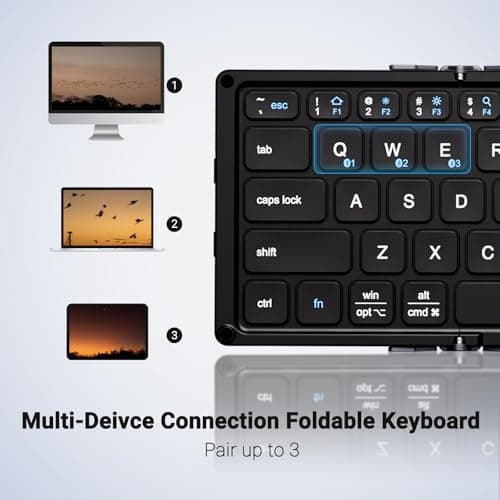 iClever Foldable Bluetooth Keyboard, BK18 Foldable Keyboard with Touchpad and Number Pad, Portable, Rechargeable, Pocket Size for Travel, Compatible with iPad, iPhone, Laptop 5