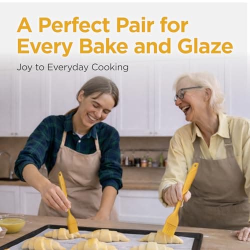 Kitchen Mama WaltzGrip Platinum Silicone Basting Pastry Brush: Set of 2 Heat-Resistant Brushes Utensils for Cooking, Baking, Grilling, Barbecue, and Spreading Oil, Butter, Egg (Yellow) 7