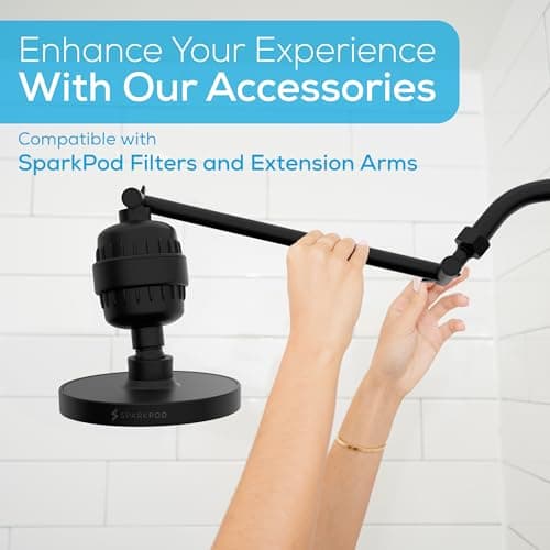 SparkPod Shower Head - High Pressure Rain - Premium Quality Luxury Design - Easy Clean Adjustable Replacement for Your Bathroom Shower Heads (Midnight Black Matte, 6 Inch Round) 7