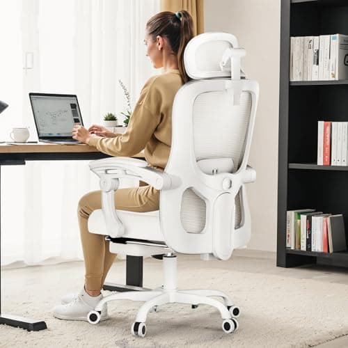 GTPLAYER Ergonomic High-Back Office Chair with Strong Adjustable Lumbar Support Breathable Mesh Gaming Chair with Wide Seat Footrest Sturdy Computer Desk Chair with SGS Certified Class 3 Gas Cylinder