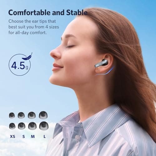 EarFun Air 2 Wireless Earbuds, 10mm Drivers with LDAC Bluetooth Earbuds, Hi-Res Audio, Bluetooth 5.3 with Multipoint Connection, 4 Mics, Wireless Charging, 40H Playtime, App Customization, IPX7 7