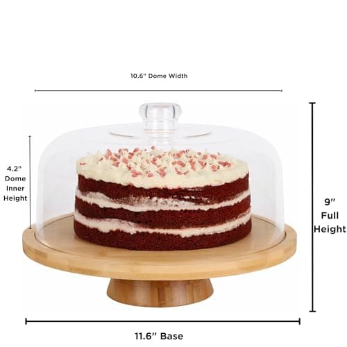 JOEY'Z 6 in 1 Large Bamboo Wood Cake Stand with Lid - Multiuse Wooden Cake Stand with Dome Acrylic Cake Cover/Cake Dome - Cake Holder With Lid - Bamboo Base Punch Bowl - Cake Stands 5