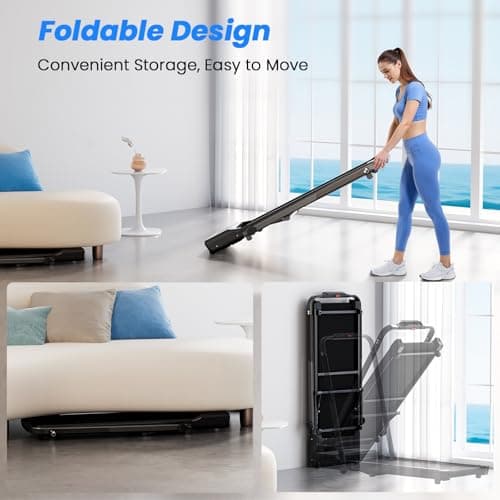 Superun Walking Pad Treadmill with Incline and Handle Bar, 3.0 HP Foldable Treadmills 300LBS Capacity Folding Walking Pad 3 in 1 Under Desk Treadmill Remote Control with APP 5