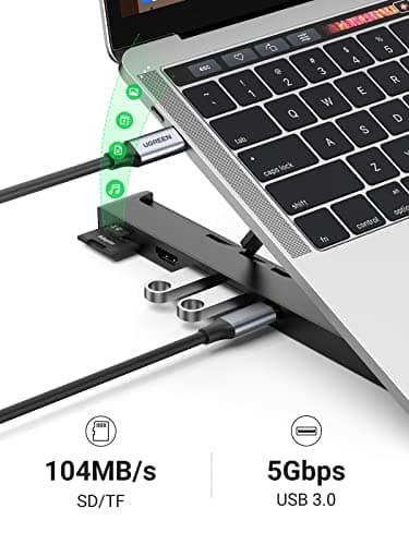 UGREEN USB C Laptop Docking Station, 4 Levels Adjustable Foldable Portable Desktop Stand with USB C 4K HDMI TF/SD 2 USB 3.0 Ports Compatible with Macbooks, HP, Dell, Acer, Asus, Lenovo and More 6