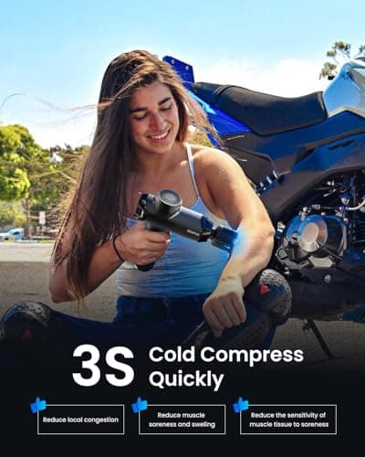 RENPHO Power+ Thermacool Massage Gun with Heat and Cold, 12mm Amplitude Deep Tissue Percussion Massager for Professional Athletes, App Controlled Guided Courses, 6 Speeds, 6 Attachments, Carry Case 4