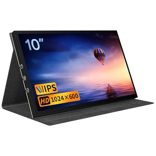CUQI 10 Inch Monitor for Raspberry Pi Screen, IPS 1024 × 600 HDMI Portable Monitor with Leather Stand for Raspberry Pi 5/4, Laptop, PC, Switch, Xbox, PS4