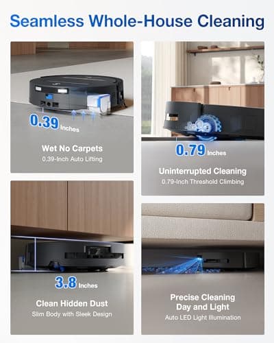 ECOVACS DEEBOT T80 Omni Robot Vacuum and Mop, Instant Self-Cleaning OZMO Roller Mop, TruEdge Deep Cleaning, AI Navigation, 18,000Pa Suction and ZeroTangle 3.0 for Pets and Carpets 8