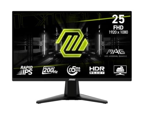 msi MAG 255F E20 25-inch 1920 x 1080 (FHD) Gaming Monitor, 200Hz, Adaptive Sync, HDMI, DisplayPort, VESA Mountable, Tilt, Height Adjustable, Speaker, 0.5ms, Black