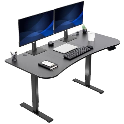 VIVO Electric 63 x 32 in Standing Desk, Touch Screen Adjustment, 220 lb Frame Support, 2E Series, Black Top Black Frame, DESK-KIT-2E1B