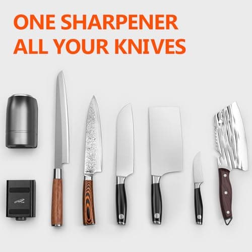 Longzon ZForge Electric Rolling Knife Sharpener Adjustable 10°–25° Angles, Easy Sharpening, Professional Kitchen Knife Sharpener Kit with Diamonds Discs for All Kitchen Knife Sets 6