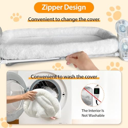 L&W BROS. 2PC Cat Heated Window Perches with Adjustable Thermostat & Timer – Dual Hammocks with Strong Suction Cups, Easy-to-Clean Warm Beds for Multi-Cat Homes, Holds Up to 50lbs Each (L 2PC) 6