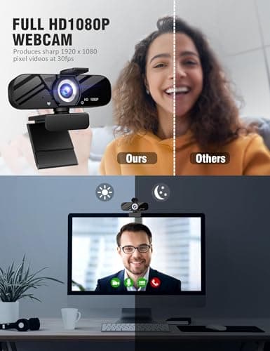 Gozvrpus USB HD Webcam with Built-in Microphone and Rotatable Tripod, 1080P Video, Wide Angle Camera, Privacy Cover, for Desktop PC or Laptop Computer（Black） 6