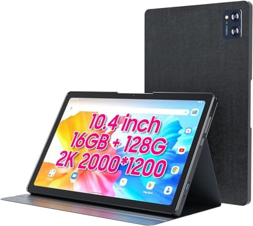 Android 12 Tablet, 10.4 inch 2K FHD Tablets with Case, 16GB RAM 128GB ROM/ 1TB Expand, 2.0Ghz Quad-core Processor Tablet, 2000*1200 IPS HD Touch Screen, 13MP+5MP Dual Camera, 6000mAh Battery Tablet PC
