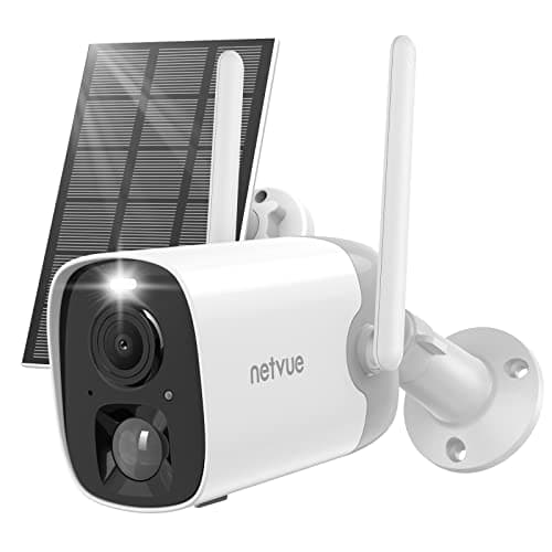 NETVUE Security Camera with Solar Panel, 2K Color Night Vision AI Motion Detection, WiFi Home Wireless Outdoor Camera, IP65 Weatherproof, 2 Way Audio, Spotlight Siren Alarm, Cloud/SD Storage