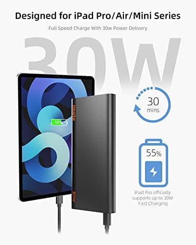imuto 30W Slim Portable Charger for iPad Pro, Pixel iPad External Battery 30W Power Bank for iPhone 15/iPhone 15 Pro/iPad Pro 12.9/11in/ iPad Mini 6/ iPad Air 5/Portable Charger Pixel 6A 7 Pro 5A 5G 2