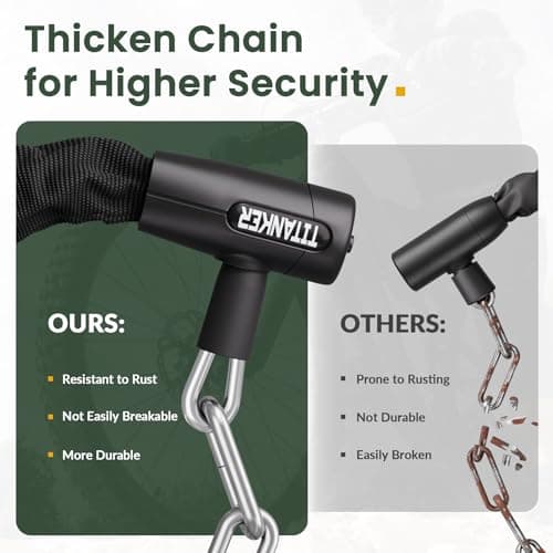 Titanker Bike Chain Lock with Key, 3.3 Feet Heavy Duty Anti-Theft Bike Lock Chain Security Bicycle Chain Locks for Bike, Motorcycle, Bicycle, Door, Gate, Fence, Grill (8mm Thick Chain, Black) 7