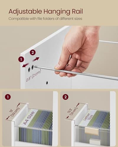 VASAGLE Mobile File Cabinet, 3 Drawers Filing Cabinet with Wheels, for Home Office, for A4, Letter Sized Documents, Adjustable Hanging Rail for File Folders, Cloud White UOFC065WB02S 5