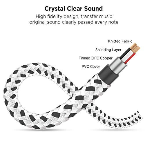 DUKABEL Headphone Splitter, Knitted 3.5mm Audio Splitter TRS 3-Pole Aux Splitter Cable for Headphones Earphones Speakers -Zebra White 7