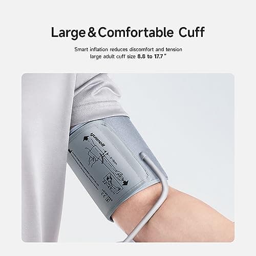 yuwell Blood Pressure Monitor, Large Upper Arm Blood Pressure Cuff, Digital Blood Pressure Machine for Home Use, Large Display, Stores 99 Readings, Voice Broadcasting with Power Adapter and Batteries 10