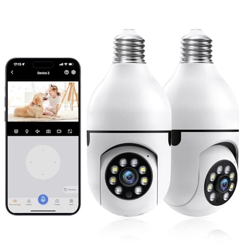 WESECUU Light Bulb Security Camera, 5G/2.4GHz WiFi Security Cameras Wireless Outdoor 2K Cameras for Home Security Two-Way Call,Night Vision, Motion Detection, Bulb Camera Easy to Install (2Pcs)