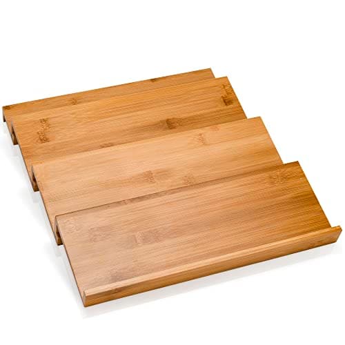 Green Stand Market - Bamboo Spice Rack - 13" W x 4" D x 3.5" H - 3-Tier - Holds 20-30 Jars - Customizable - Brown - Kitchen Spice Organizer