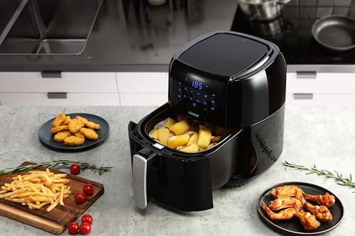 Linsar - 5.5 L Air Fryer - Digital Air Fryer - XL 6-Qt Family Size - One-Touch Digital Control Presets, Broil, Roast - Bake, Nonstick Dishwasher-Safe Parts - Automatic Shutoff 6