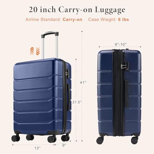 Sweetcrispy Carry on Luggage, Hard Shell ABS Suitcase with Double Spinner Wheels, Lightweight Expandable Rolling Suit Case with TSA Lock, 21 Inch Canal Blue 7