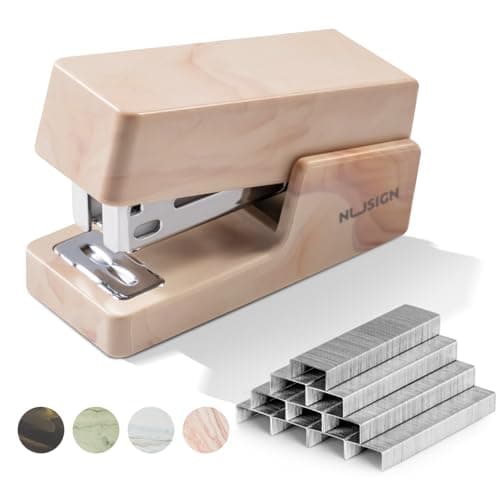 NUSIGN Mini Stapler with 830 Staples, Small Cute Desk Staplers, 25 Sheet Capacity, Fluid Brown