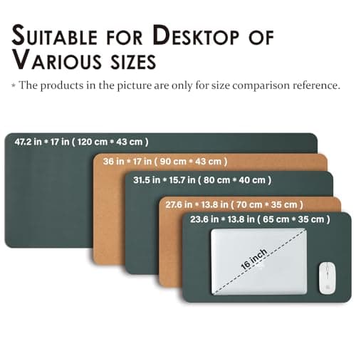 Cork Desk Mat - Dual-Sided Desk Pad for Office and Home - Desk Organization and Accessories - Ideal for Large Mouse Pad and Desk Mats on Top of Desks(Dark Green,80cmx 40cm) 5