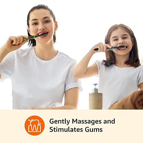 Amazon Basics Soft Electric Toothbrushes for Adults, Pulsating Deep Cleaning, Plaque Removal, Sensitive Gums, Battery Powered, Soft Bristles, 2 Count, Assorted Colors 6