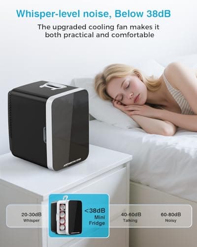 Antarctic Star Compact Mini Fridge, 10L Portable Small Refrigerator, 2.6 Gal Mini Fridge with AC/DC Adapters, Small Cosmetics Cooler for Beverage, Food, Makeup, Bedroom, Office, Dorm, Black 6