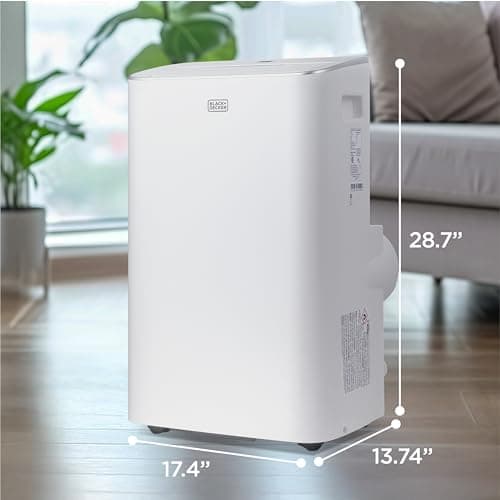 BLACK+DECKER Smart Portable Air Conditioner,12,000 BTU, for Rooms Up To 550 Sq. Ft., Portable AC with Inverter Compressor & Window Kit, BPACT08NM, White 8