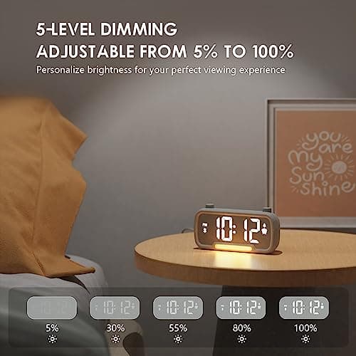 Alarm Clock Radio - Bluetooth Alarm Clock : Type C USB Digital Clocks for Bedroom with FM Radio, 16 Levels Volume Night Light Aesthetic Alarm Clock Battery Backup 5