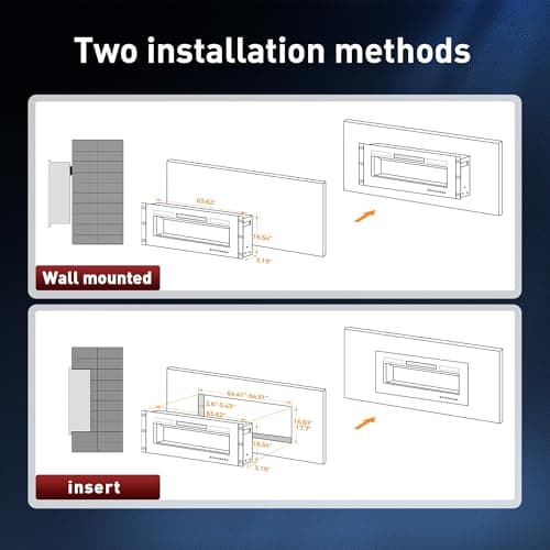 MAISON ARTS 72 Inch Electric Fireplace, Recessed and Wall Mounted Electric Fireplace Heater, Linear Fireplace with Remote Control & Touch Screen, Thermostat, Timer, Adjustable Flame Color, 750/1500w 8