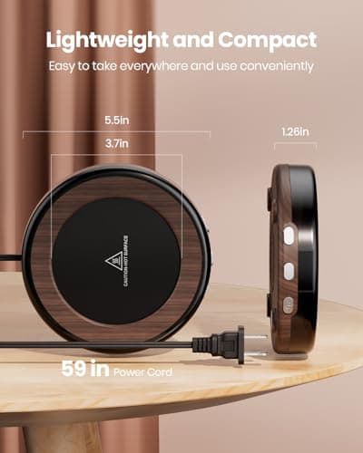 Gaiatop Coffee Mug Warmer for Desk, 3 Temp Settings, 2-9Hrs Timer, 3 Colorful Romantic Atmosphere Light Modes, Stocking Stuffers, Beverage Heating Plate with Digital Display for Candle Tea Milk Wood 5