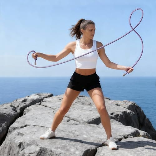 Flow Rope Exercise Jump Rope – 1.5lb Weighted Flow Jump Rope for Cardio, Boxing, HIIT & Upper Body Fitness – Adjustable Double Woven Workout Rope for Women, Beginners – Indoor & Outdoor Use (Purple, 16mm, 1.5lbs) 5