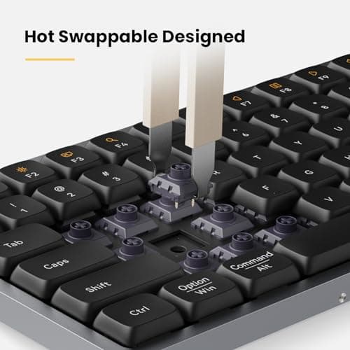 LOFREE Flow84 Low Profile Mechanical Keyboard, 75 Percent Rechargeable Wireless Keyboards with Bluetooth and Wired Connection for Windows, Mac OS/Black Phantom Tactile Switches 8